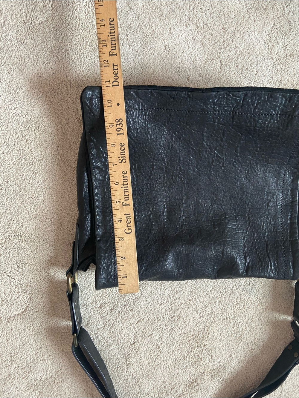 Beautiful Vintage Black Leather Large Italian Messenger Bag Gianni Notaro - Picture 8 of 14